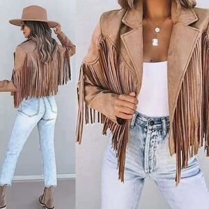 Fringe faux leather jacket